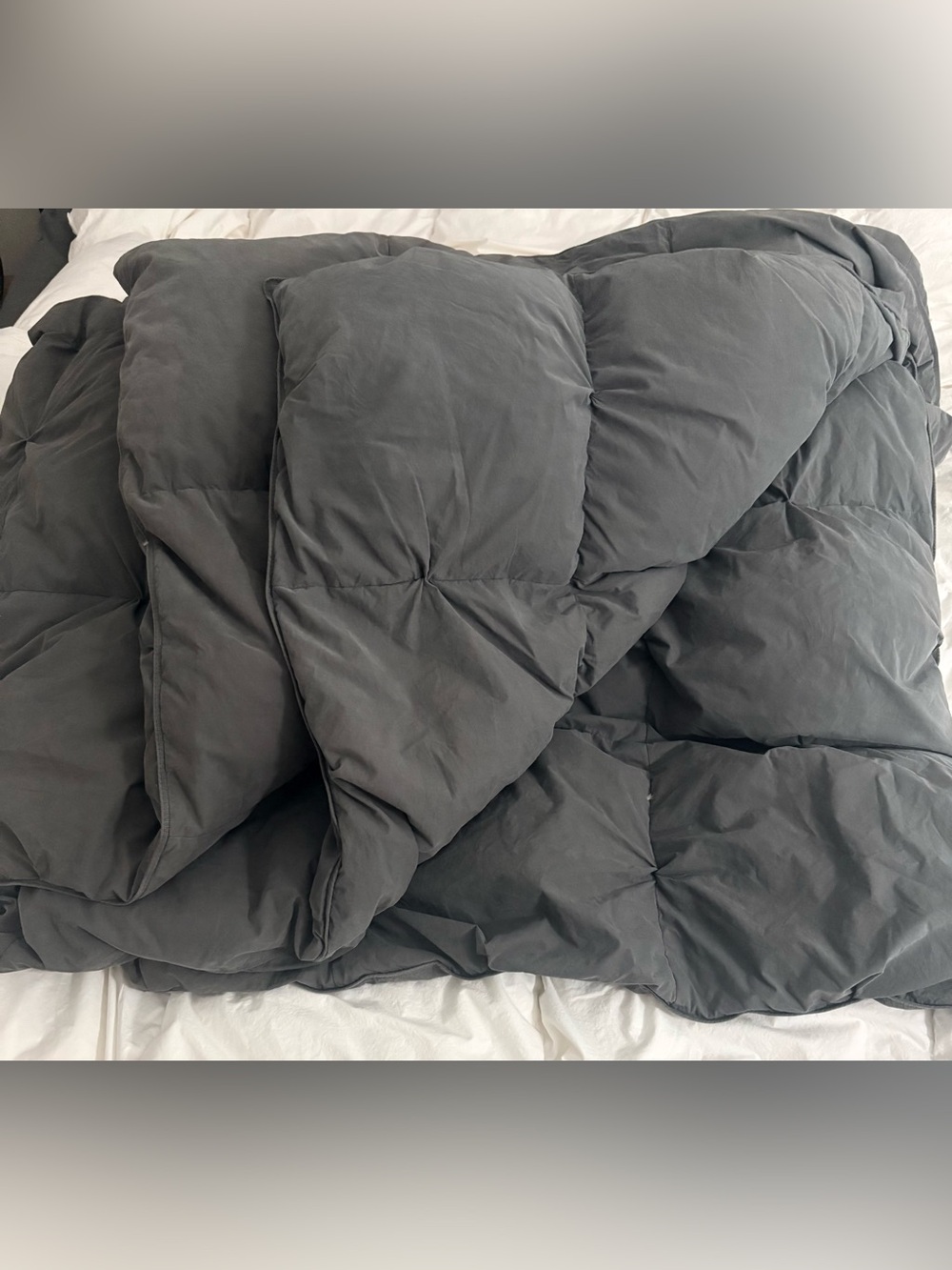 Puredown XL King Organic Cotton Puff Goose Down Feather Comforter Warm Gray